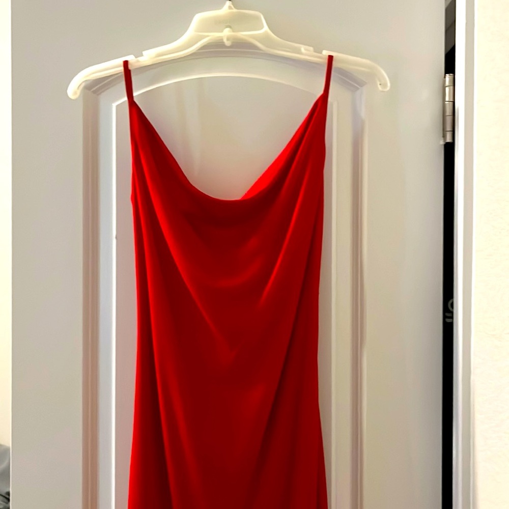Red formal backless dress. Says lot size 9-10, but fits like size 0-2.